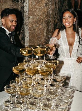 Natalie Stella and Phillipp Mwene celebrating their wedding day